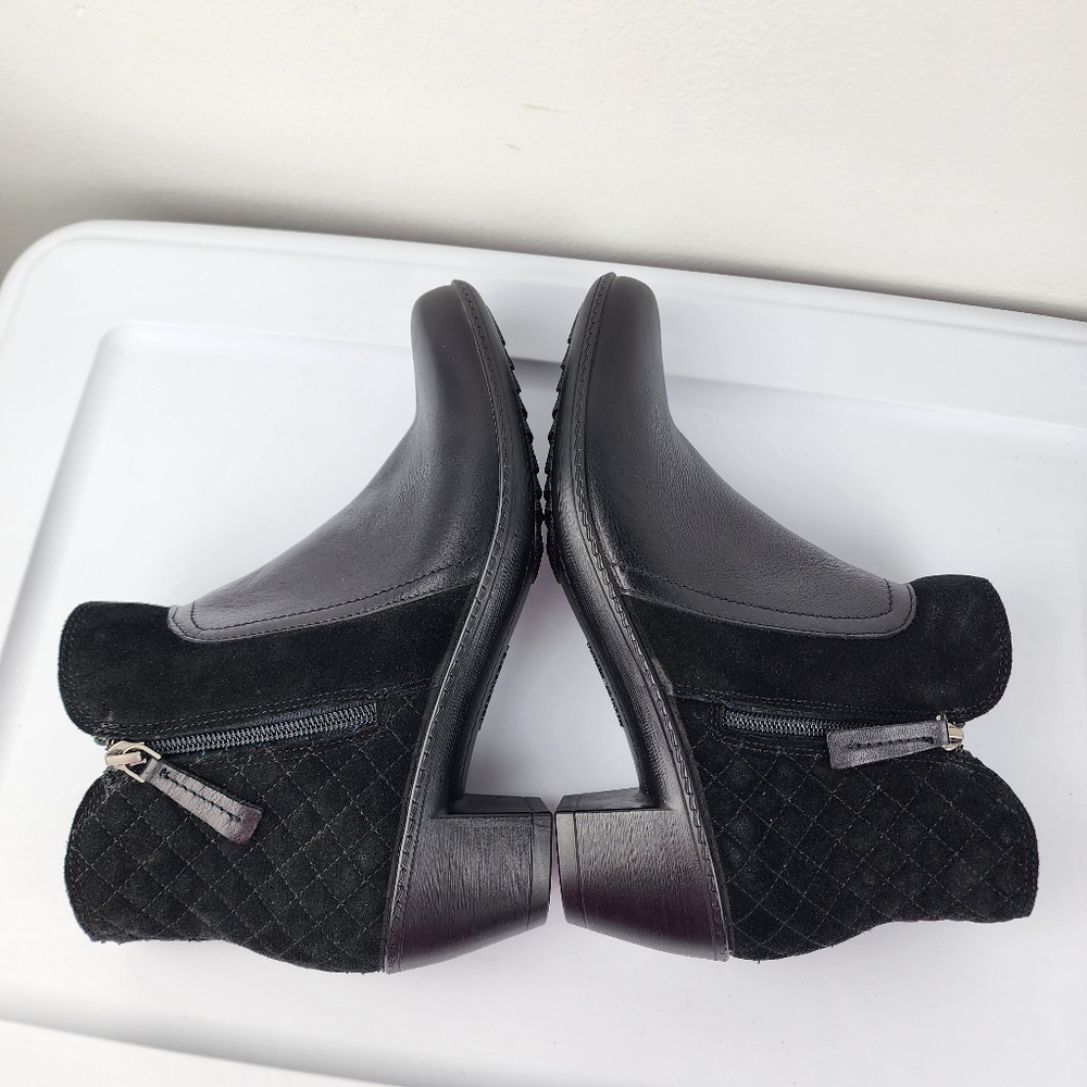 hotter Black Leather Quilted Suede Back Ankle Boots with Side Zip Size 10 - Picture 11 of 14